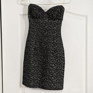 Black & White Lace Bodycon Strapless Mini Dress XS